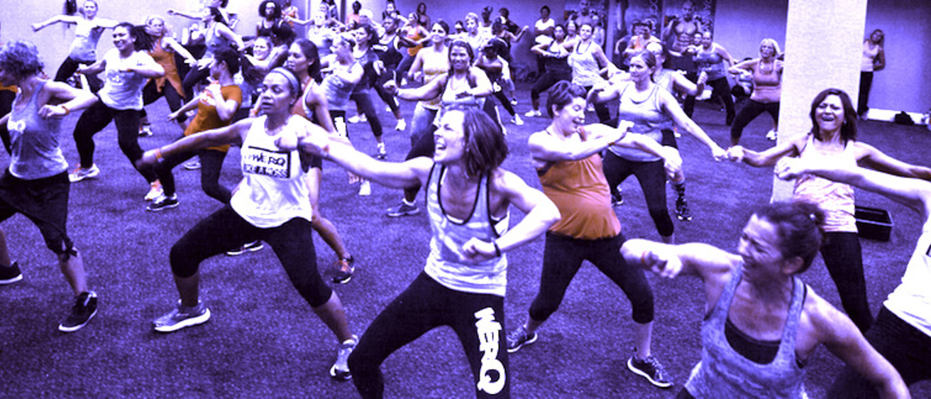 Participants in a WERQ dance fitness class