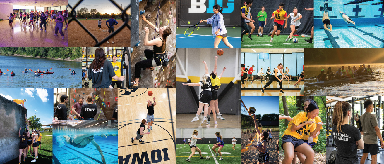 A photo collage of different people and activities within Rec Services